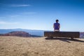 Tourist admiring nature in Bryce Canyon National Park Royalty Free Stock Photo