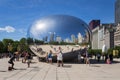 Tourist around the Cloud Gate `The Beam` at the Millennium Park in Chicago, Illinois