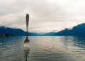 tourist attraction statue The Fork - Alimentarium in Switzerland Royalty Free Stock Photo
