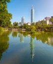 tourist attractions in the city park of taiwan, Asia business concept image, panoramic modern cityscape building in taiwan