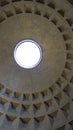 Tourist attractions in Rome, Italy. Pantheon, inside the magnificent dome of the Roman temple