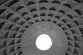 Tourist attractions in Rome, Italy. Pantheon, inside the magnificent dome of the Roman temple Royalty Free Stock Photo