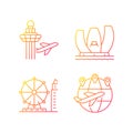 Tourist attractions in Singapore gradient linear vector icons set Royalty Free Stock Photo