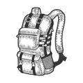 Tourist backpack sketch vector illustration