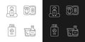 Tourist baggage for travel linear icons set for dark and light mode
