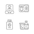 Tourist baggage for travel linear icons set