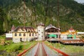 Tourist base in the Altai mountains Royalty Free Stock Photo