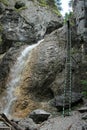 A tourist in the beautiful gorges of the Slovak Paradise National Park Royalty Free Stock Photo