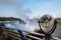 Tourist binoculars on the observation deck Niagara Falls