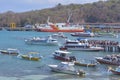 Tourist boarding a fast boat ferry to Gili Islands Bali Indonesia Royalty Free Stock Photo