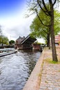 Tourist boat on the canal of Amsterdam