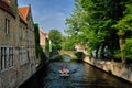 Tourist boat in canal. Brugge Bruges, Belgium Royalty Free Stock Photo