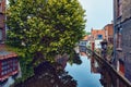 Tourist boat in canal. Brugge Bruges, Belgium