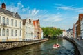 Tourist boat in canal. Brugge Bruges, Belgium Royalty Free Stock Photo