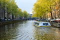 Tourist boat on the canal of Rotterdam, Netherlands travel in Europe