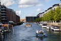 Tourist Boat in Christianshavn Canal in Copenhagen, Denmark Royalty Free Stock Photo