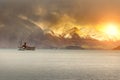 Tourist boat cruising in lake wakatipu queenstonw southland new Royalty Free Stock Photo