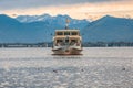 Tourist boat drives at Chiemsee in Bavaria, Germany