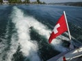 A tourist ship on full throttle on Untersee, Lake of Constance