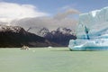 Tourist boat and a icebergs from Upsala Glacier in the Argentino Lake, Argentina