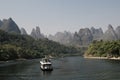 A Tourist Boat in Lijiang River in Guilin