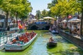 Tourist boat on Mient canal in Alkmaar, Netherlands Royalty Free Stock Photo