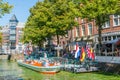 Tourist boat on Mient canal in Alkmaar, Netherlands