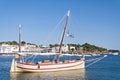 Tourist boat in the port of Cadaques,Costa Brava, Catalonia