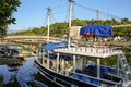 Tourist boat on river Pereqe-Acu in historic town Paraty, Brazil Royalty Free Stock Photo