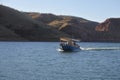 Tourist boat sailing on Lake Argyle Ord River Dam Kimberley Western Australia
