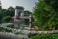 Tourist boat sailing under the bridge in Guilin