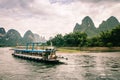 Tourist Boat Traversing the Li River in Guilin Royalty Free Stock Photo