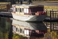 Tourist boats Autumn park in the center of Riga, Latvia Canal that flows through Bastion park autumn