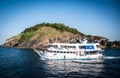 Tourist boats bring scuba divers to Koh Bon in the Andaman Sea