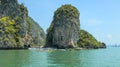 Tourist boats in front of James Bond Island in Phang Nga Bay, Thailand Royalty Free Stock Photo