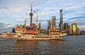 Tourist boats on the Huangpu River Royalty Free Stock Photo