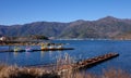 Tourist boats on the lake in Kawaguchiko, Japan Royalty Free Stock Photo