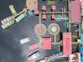 Tourist boats are parked at the Kereng Bengkirai, Sebangau, pier as seen from the air