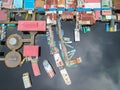 Tourist boats are parked at the Kereng Bengkirai, Sebangau, pier as seen from the air