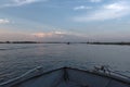 Tourist boats at sunset on the Chobe River in Botswana Royalty Free Stock Photo