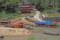 Tourist boats on Tembeling river in Taman Negara National Park Royalty Free Stock Photo