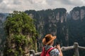 Tourist on the Bridge Heaven Pillar viewpoint