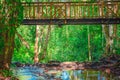 Tourist bridge with wooden railings. High quality photo-2