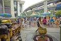 Tourist buddhist paying respect on Ratchaprasong Erawan shrine