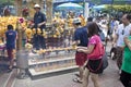 Tourist buddhist paying respect on Ratchaprasong Erawan shrine