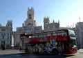 Tourist bus in Cibeles Square, Madrid, Spain Royalty Free Stock Photo