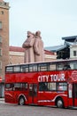 Tourist bus in downtown Riga Royalty Free Stock Photo