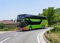 Tourist bus with tourists on the highway, in Skradin, Croatia. Royalty Free Stock Photo