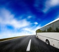 Tourist bus traveling Royalty Free Stock Photo