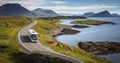 Tourist bus traveling on the road Atlantic Ocean Road or the Atlantic Road Royalty Free Stock Photo